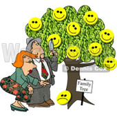 Male Genealogist Looking Through a Magnifying Glass at a Family Tree Clipart Picture © djart #5995