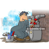 Male Worker Resetting a Residential Gas Meter Clipart Picture © djart #6002
