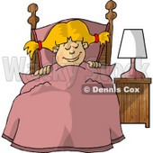 Young Girl Sleeping Peacefully in Her Bedroom Clipart Picture © djart #6004