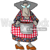 Grandma Carrying a Cooking Pot Full of Fresh Red barriers Clipart Picture © djart #6010