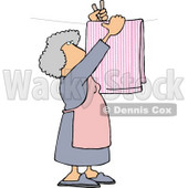 Housewife Hanging Laundry Out to Dry On a Clothesline Clipart Picture © djart #6015