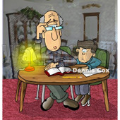 Dad Helping Son with Homework Clipart Picture © djart #6021