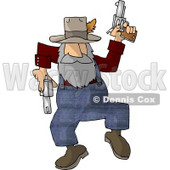 Hillbilly Shooting Guns While Dancing Around Clipart Picture © djart #6022