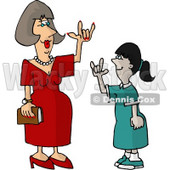 Hearing Impaired Teacher Using Sign Language with a Student Clipart Picture © djart #6027