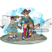 Family Fishing Together On an Island Clipart Picture © djart #6036