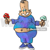 Happy Fat Man with Two Ice Cream Cones Clipart Picture © djart #6052