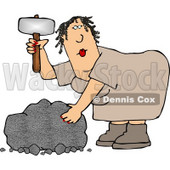 Cavewoman Shaping a Stone with a Hammer-like Tool Clipart Picture © djart #6058