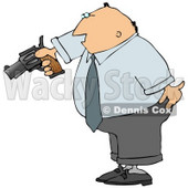 Angry Businessman Pointing a Loaded Gun at Someone Clipart Picture © djart #6063