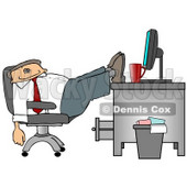 Exhausted Businessman Resting Feet on Computer Desk Clipart Picture © djart #6067