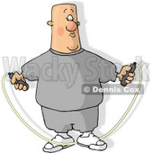 Overweight Bald Man Jump Roping Clipart Picture © djart #6098