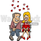 Couple in Love, Sitting on a Bench With Hearts Above Clipart © djart #6111