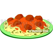 Spaghetti, Meatballs and Marinara Italian Food on a Plate Clipart © djart #6115