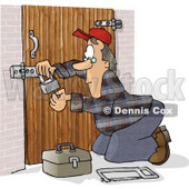 Male Locksmith Picking a Padlock Clipart Picture © djart #6140