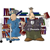 Librarians Putting Books On Shelves Clipart Picture © djart #6142