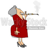 Old Woman Smoking a Cigarette on a Long Filter Clipart Picture © djart #6143