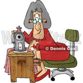 Elderly Seamstress Woman Sewing a Dress Clipart Picture © djart #6149