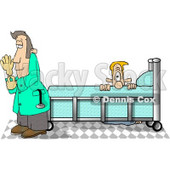 Male Prostate Exam Patient in an Exam Room, Hiding From a Prostate Doctor Clipart Picture © djart #6152