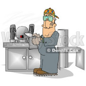 Sheet Metal Worker in a Fabrication Shop Clipart Picture © djart #6173