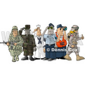 People Enlisted in the Different Branches of the United States Military Clipart Picture © djart #6174