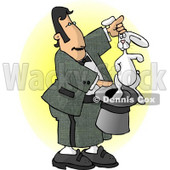 Male Magician Pulling a Rabbit Out of a Hat Clipart Picture © djart #6186