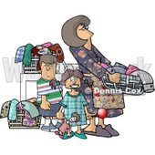 Mom Doing Laundry with Her Kids Clipart Picture © djart #6187