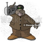 African American Man Listening to Music On a Portable Boombox Radio Clipart Picture © djart #6189