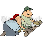 Royalty-free (RF) Clipart Illustration of Two Worker Men Kneeling And Using A Board To Smooth Cement © djart #61896