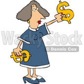 Money Woman Putting Decorating with Dollar Signs Clipart Picture © djart #6193