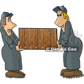 Two Men (Movers) Moving a Piece of Furniture Clipart Picture © djart #6194