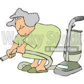 Senior Woman Adjusting an Attachment on a Vacuum Clipart Picture © djart #6198