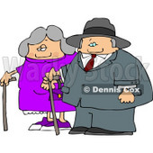 Old Man and Old Woman Walking Side by Side While Using Canes Clipart Picture © djart #6200