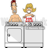 Poor Married Couple Selling Their Matching Washer & Dryer Clipart Picture © djart #6207