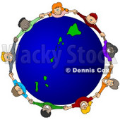Royalty-Free (RF) Clipart Illustration of a Circle Of Children Holding Hands Around A Hawaii Globe © djart #62115
