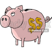 Pink Piggy Bank with Dollar Signs Clipart Picture © djart #6215