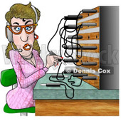 Female Telephone Operator Adjusting Lines Clipart Picture © djart #6218