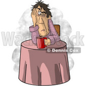 Man Just Waking Up, In Need of a Hot Cup of Coffee Clipart Picture © djart #6219