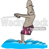 Man Water Skiing In Swimming Trunks Clipart Picture © djart #6225