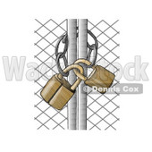 Padlocked Chain Link Fence Gate Clipart Picture © djart #6228