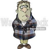 Sick Man with a Thermometer in His Mouth Clipart Picture © djart #6234