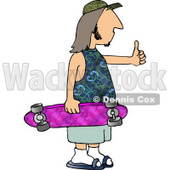 Adult Skater Dude Giving the Thumbs Up and Carrying His Skateboard Clipart Picture © djart #6242