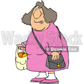 Woman Carrying a Plastic Bag Full of Fruit Clipart Picture © djart #6249