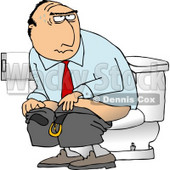 Businessman Going Poop In a Public Toilet  - Royalty-free Clipart Illustration © djart #6258
