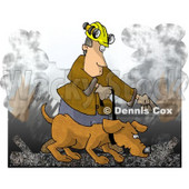 Man Handling a Search and Rescue Dog in a Burning Building Clipart Picture © djart #6275