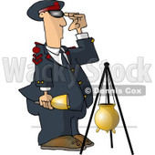United States Salvation Army Attendant Saluting Beside a Donation Container Clipart Picture © djart #6289
