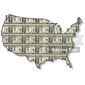 Royalty-Free (RF) Clipart Illustration of a USA Map With a One Hundred Dollar Bill Pattern © djart #62939