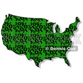 Royalty-Free (RF) Clipart Illustration of a Green and Black Binary USA Map © djart #62947