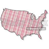 Royalty-Free (RF) Clipart Illustration of a Pink Plaid USA Map © djart #62953