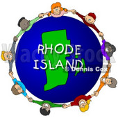 Royalty-Free (RF) Clipart Illustration of Children Holding Hands In A Circle Around A Rhode Island Globe © djart #62960
