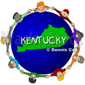 Royalty-Free (RF) Clipart Illustration of Children Holding Hands In A Circle Around A Kentucky Globe © djart #62976