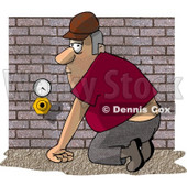 Plumber Man Checking an Air Meter and Valve Clipart Illustration © djart #6311